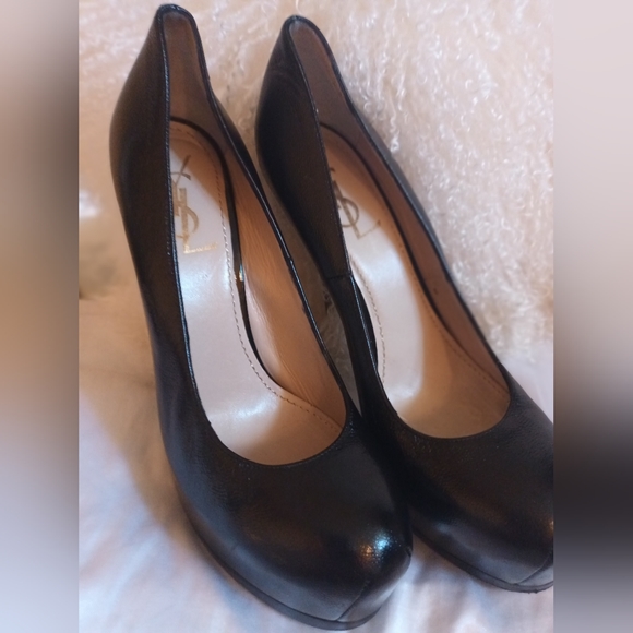 YSL Platform Heels Black Leather Sz 39 US 9 - Picture 3 of 16